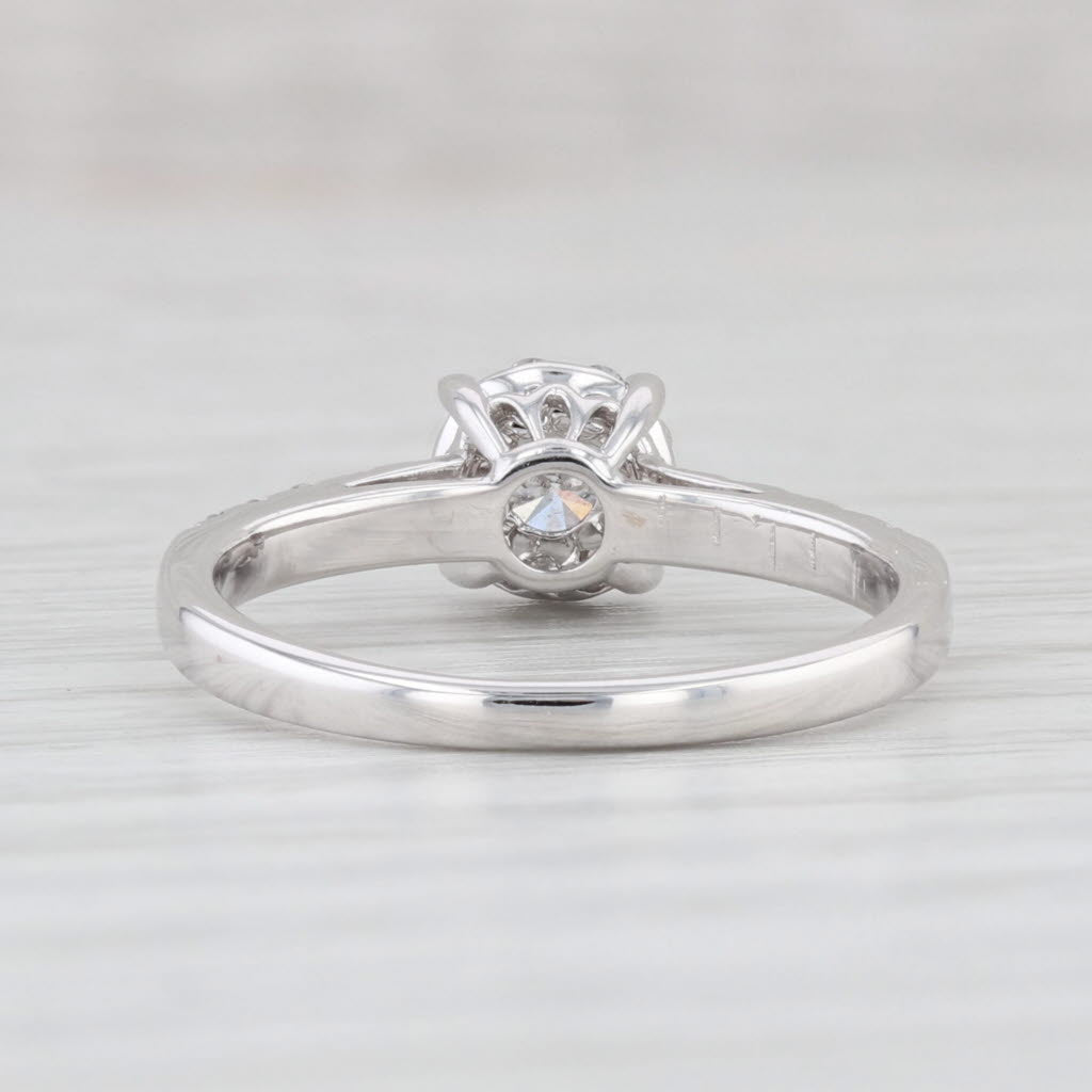 Light Gray 0.58ctw Round Diamond Halo Engagement Ring 14k White Gold Size 6.75