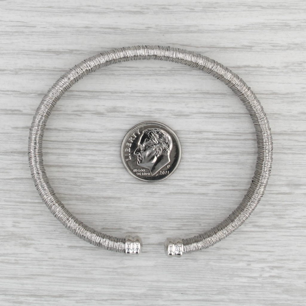 Sterling Silver Flexible Cuff Bracelet Textured Finish JCM Italy 7.25" 8.2mm