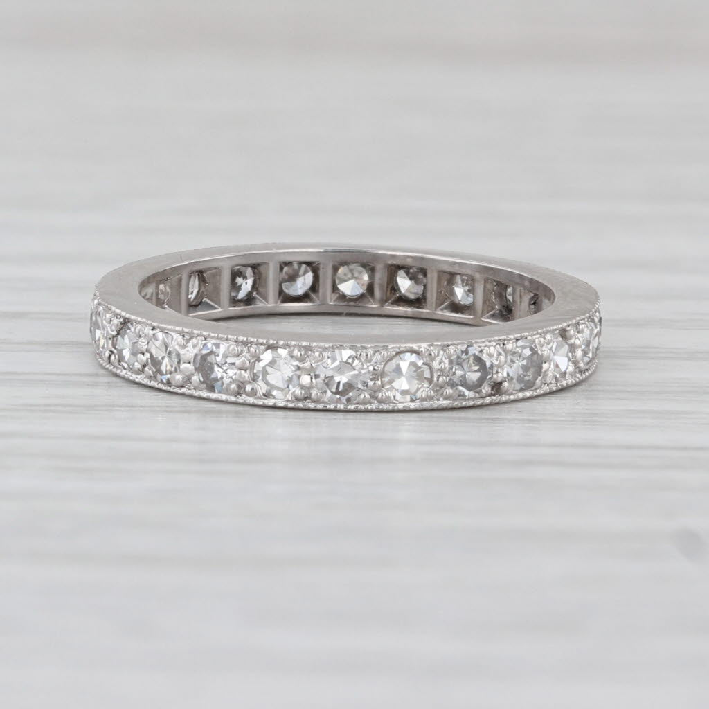 Vintage 0.70ctw Diamond Eternity Band 900 Platinum Wedding Ring Annivesary