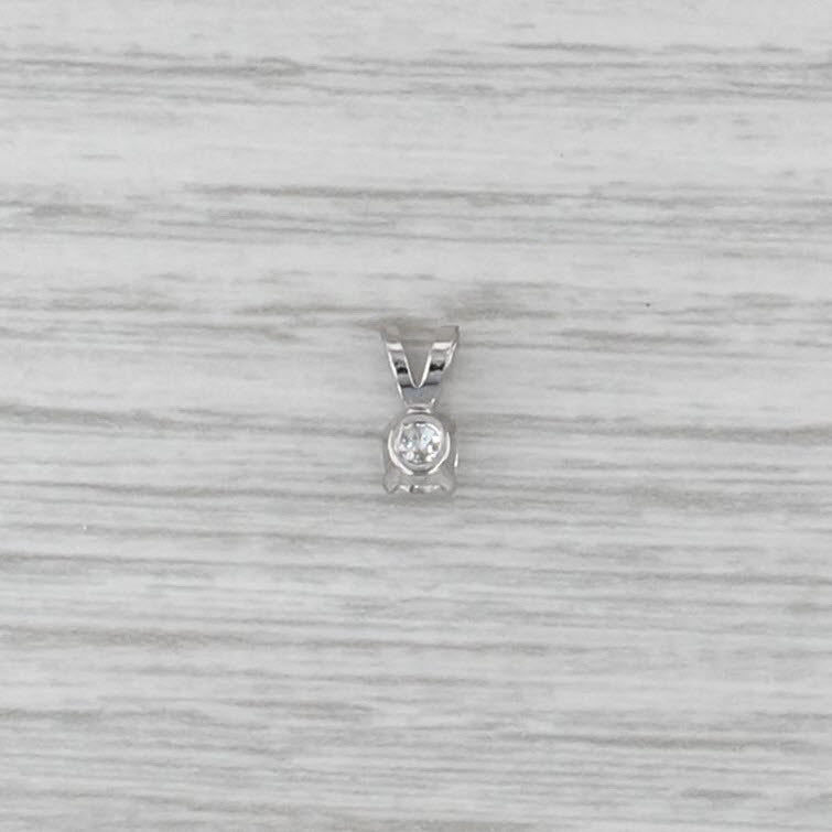 New 0.18ct Diamond Solitaire Pendant 14k White Gold 4 Prong Small Round Drop