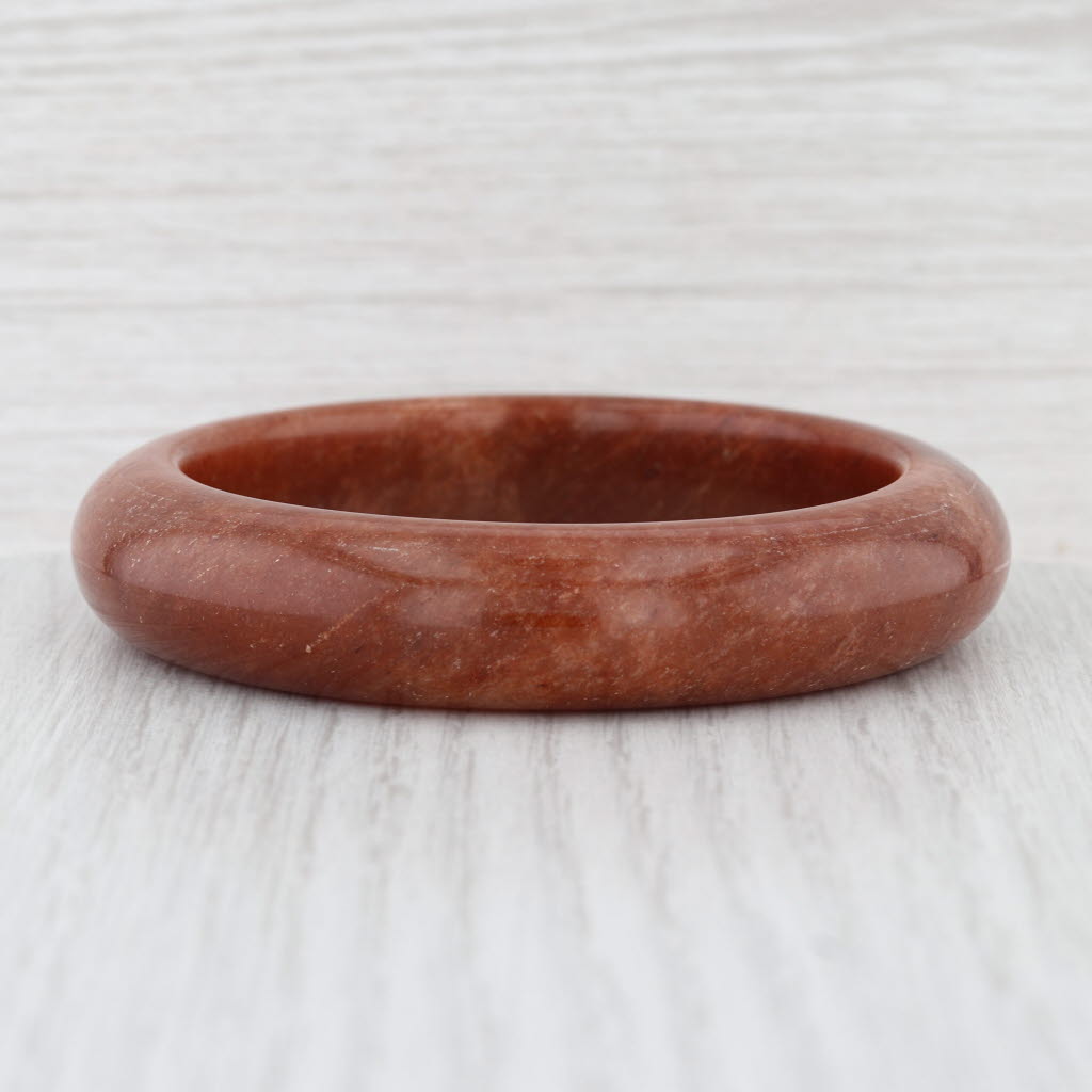 Brown Jadeite Jade Bangle Bracelet 7.25” 15mm Stackable Statement