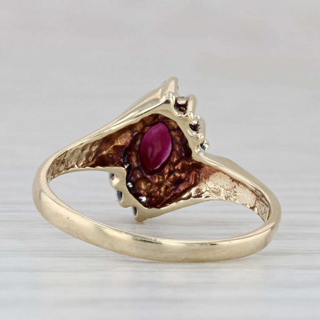 Gray 0.36ctw Marquise Ruby Diamond Bypass Ring 10k Yellow Gold Size 5