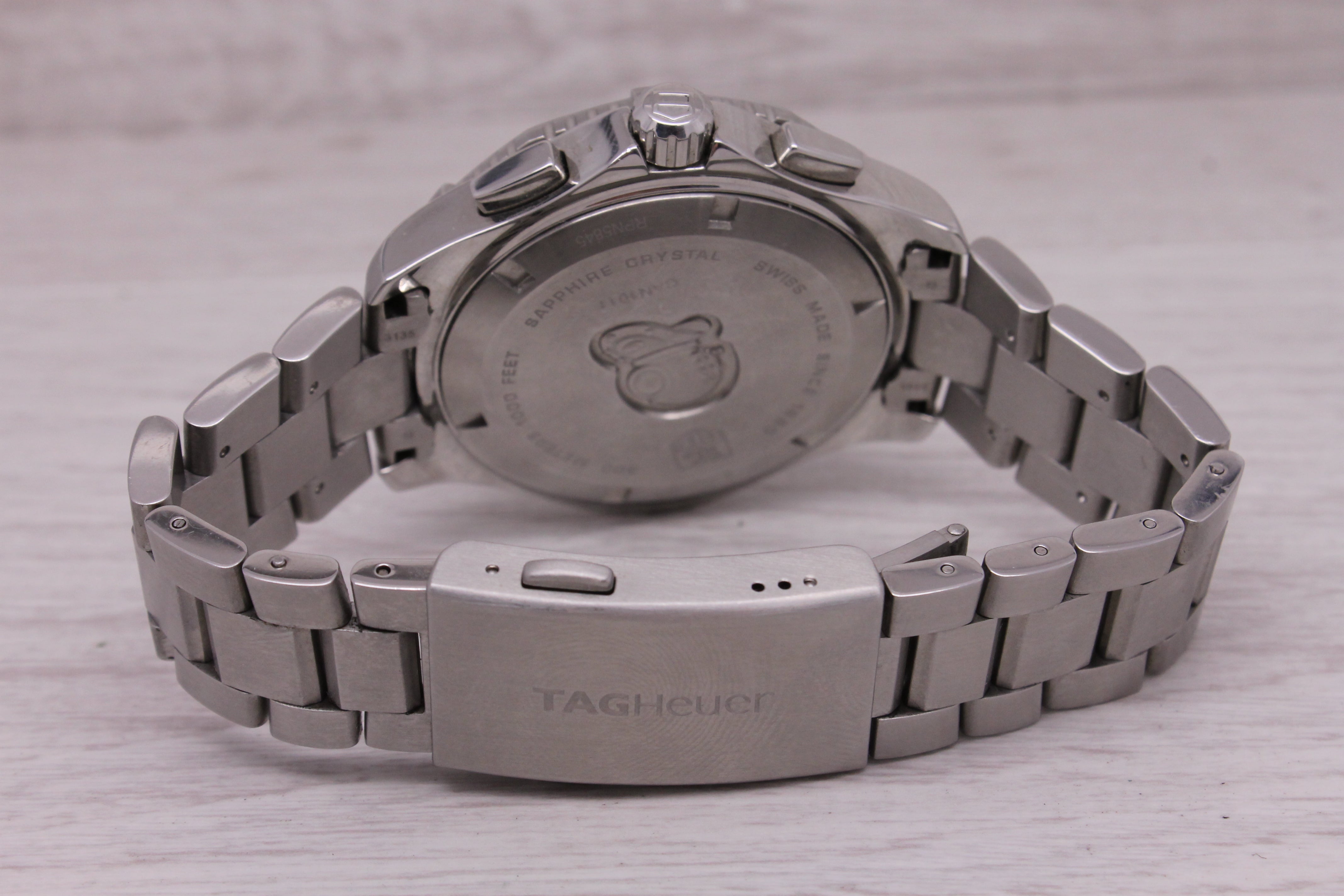 Dark Gray Tag Heuer Blue Aquaracer Chronograph Mens 44mm Steel Quartz Watch CAN1011
