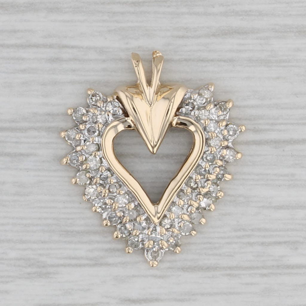 Gray 0.20ctw Diamond Open Heart Pendant 10k Yellow Gold