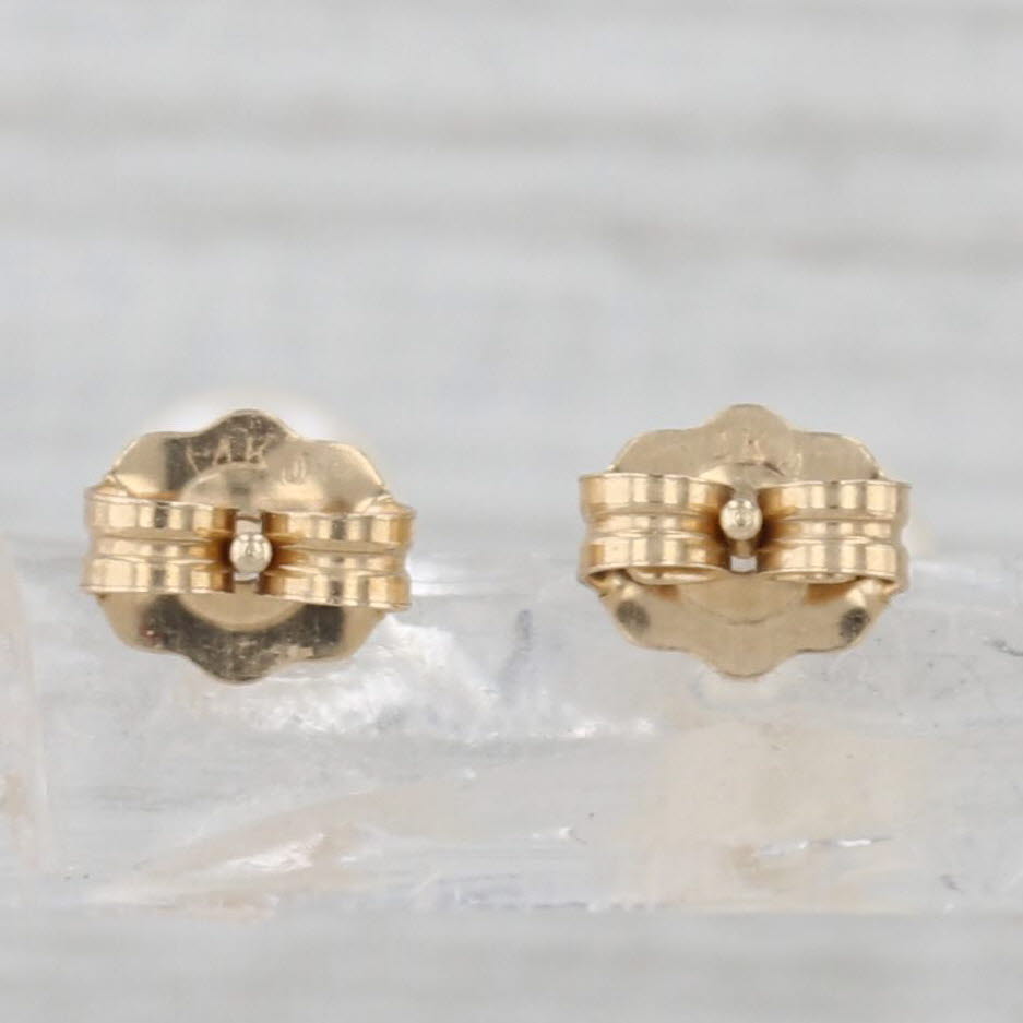 5.3mm Cultured Pearl Stud Earrings 14k Yellow Gold Round Solitaire Studs