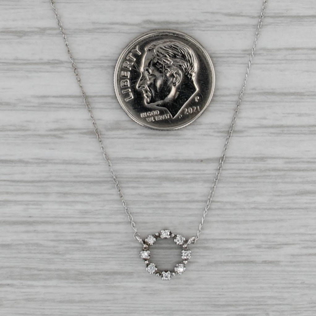 Diamond Eternity Circle Pendant Necklace 14k White Gold 18.75" Curb Chain