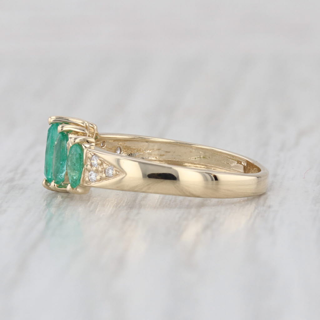 0.66ctw Emerald Diamond Ring 10k Yellow Gold Size 6 Tiered 5-Stone
