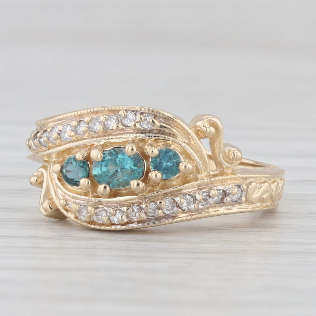 Light Gray 0.46ctw Alexandrite Diamond Ring 14k Yellow Gold Size 7 Bypass