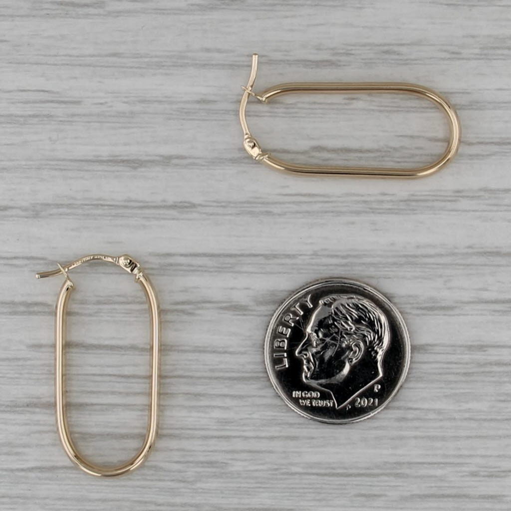 Oval Hoop Earrings 14k Yellow Gold 26.4 x 3mm Snap Top Hoops