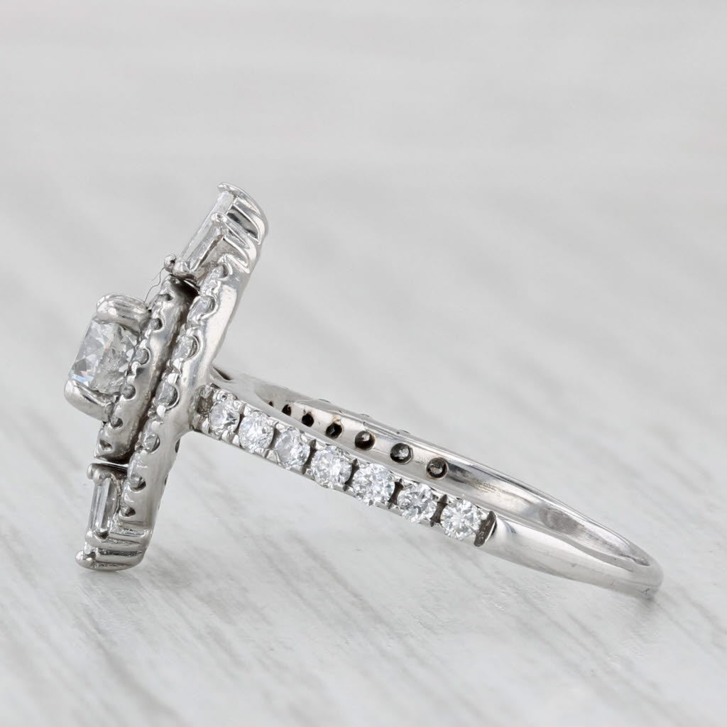 Light Gray 1ctw Round Diamond Halo Engagement Ring 14k White Gold Size 5.25