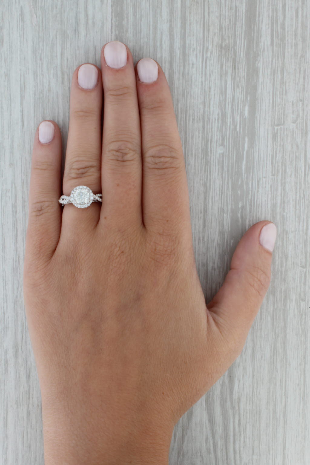 Dark Gray Verragio 1.29ctw Round Diamond Halo Engagement Ring 14k White Gold Size 3.75 GIA