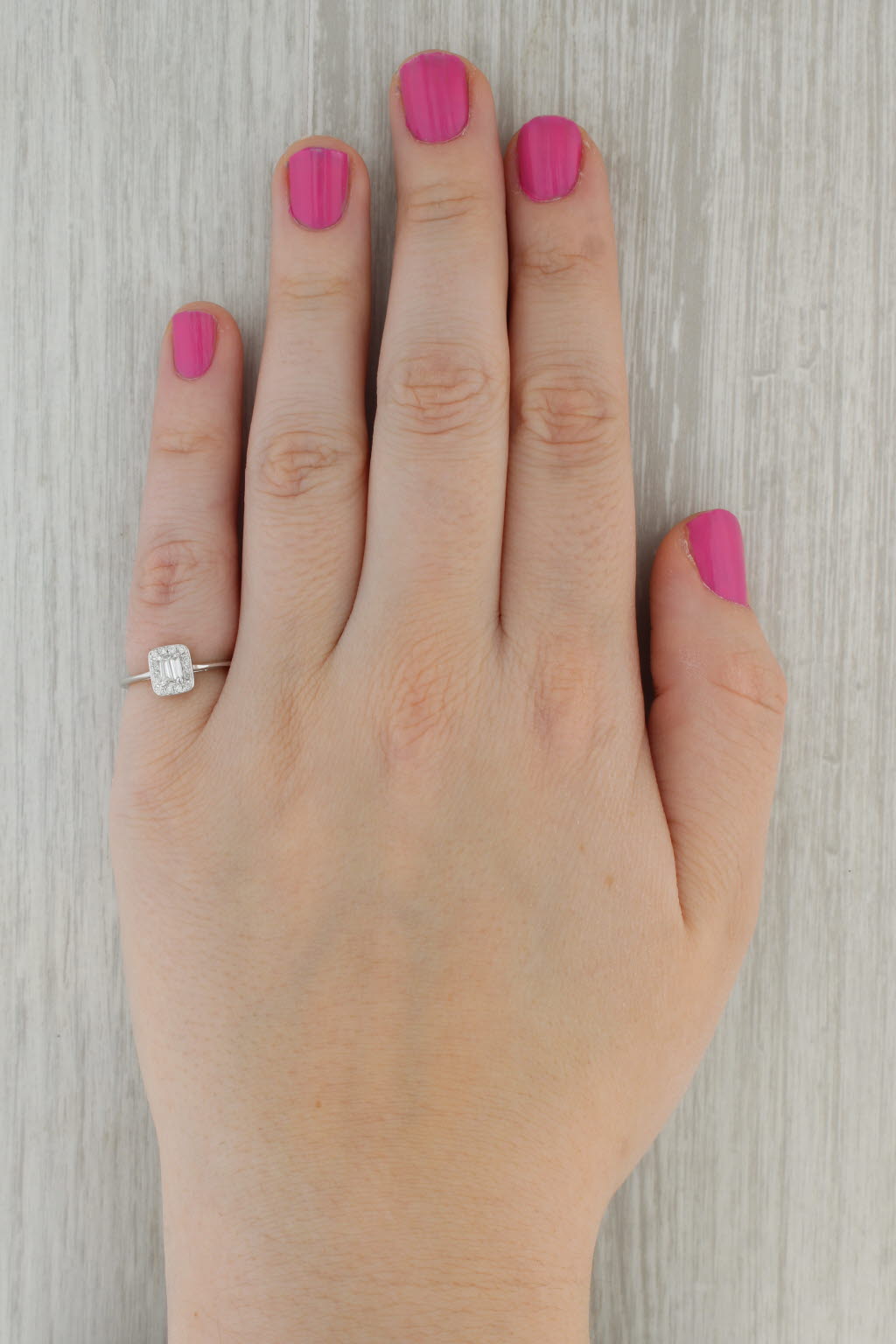 Rosy Brown 0.17ctw Diamond Halo Engagement Ring 14k White Gold Size 5