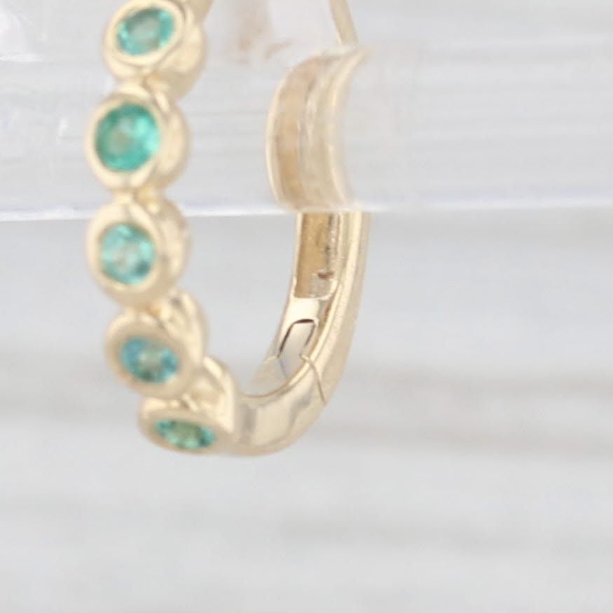 Light Gray New 0.10ctw Emerald Small Hoop Huggie Earrings 10k Yellow Gold