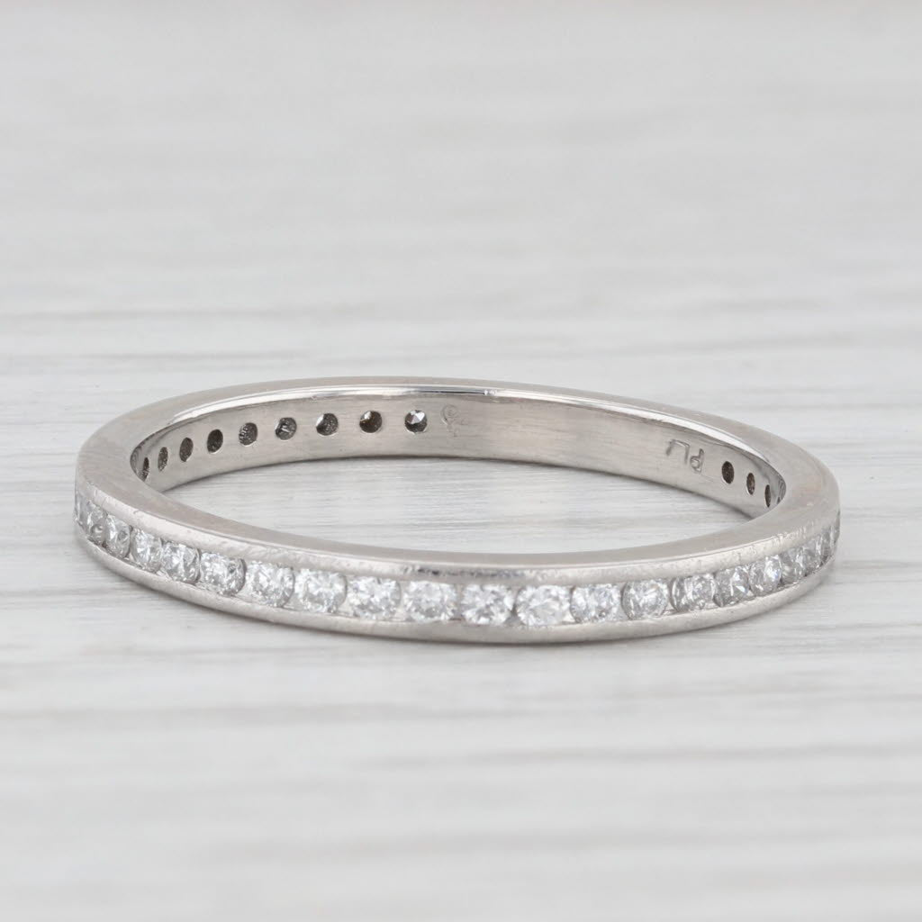 Light Gray 0.36ctw Diamond Wedding Band 900 Platinum Stackable Ring