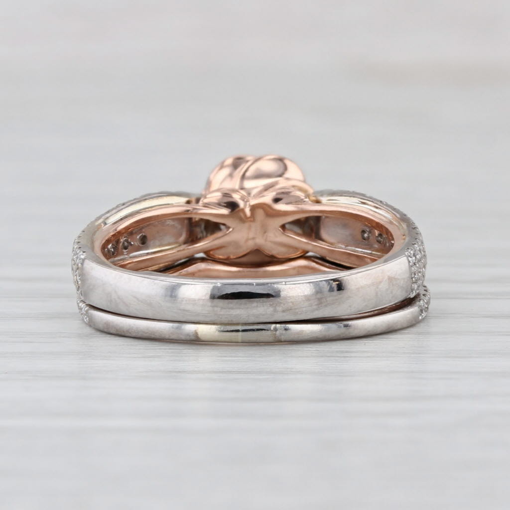 1.53ctw Diamond Engagement Ring Wedding Band Bridal Set 14k Rose White Gold