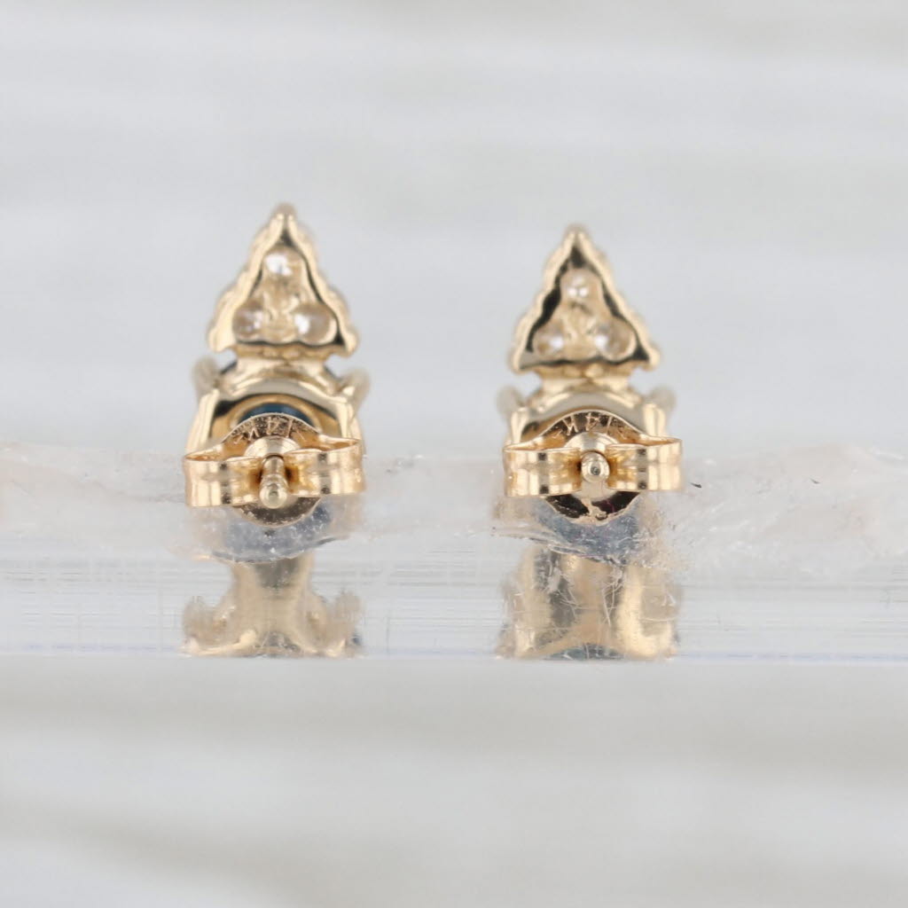 1.95ctw Blue Sapphire Diamond Stud Earrings 14k Yellow Gold Oval Studs