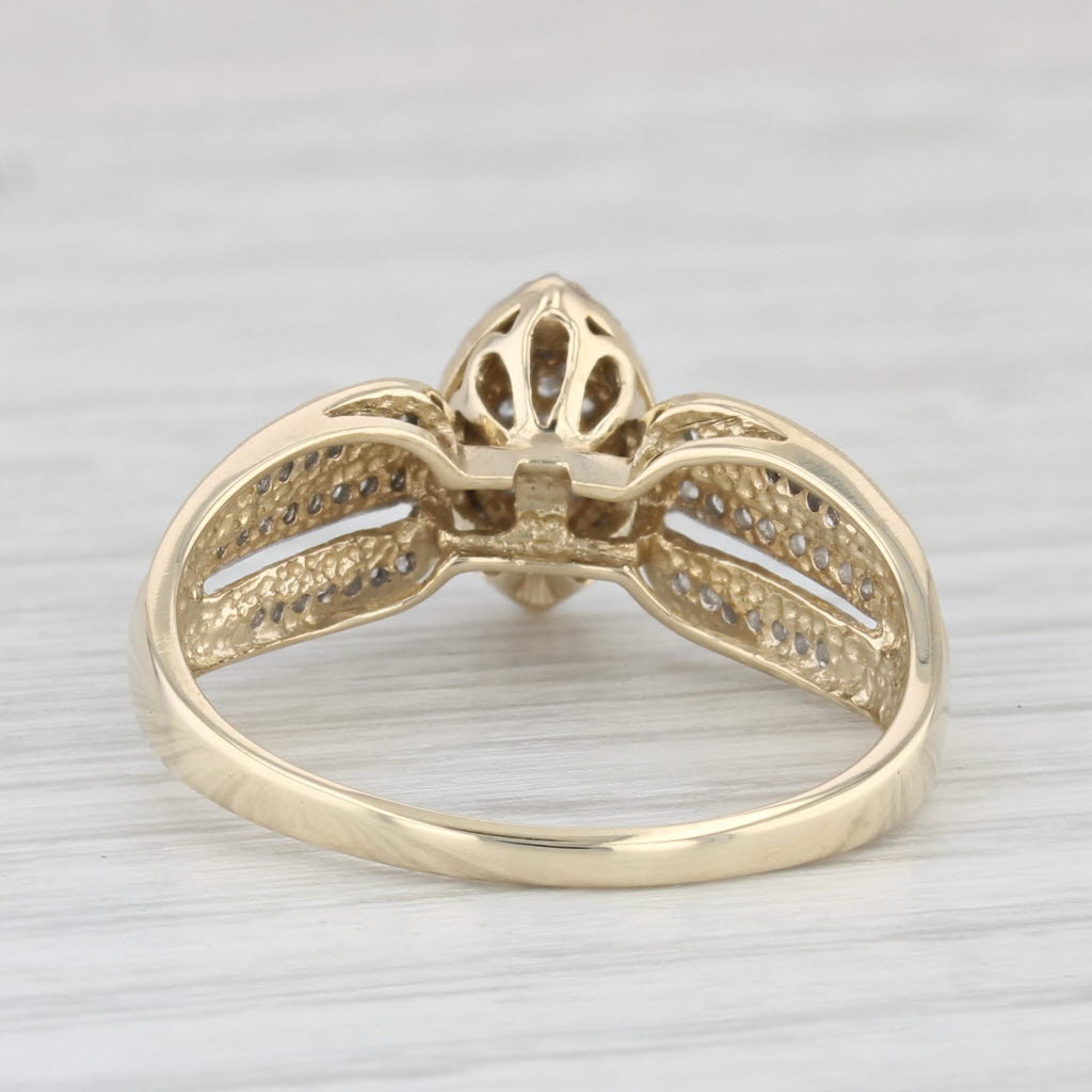 Light Gray 0.18ctw Marquise Diamond Halo Engagement Ring 10k Yellow Gold Size 9