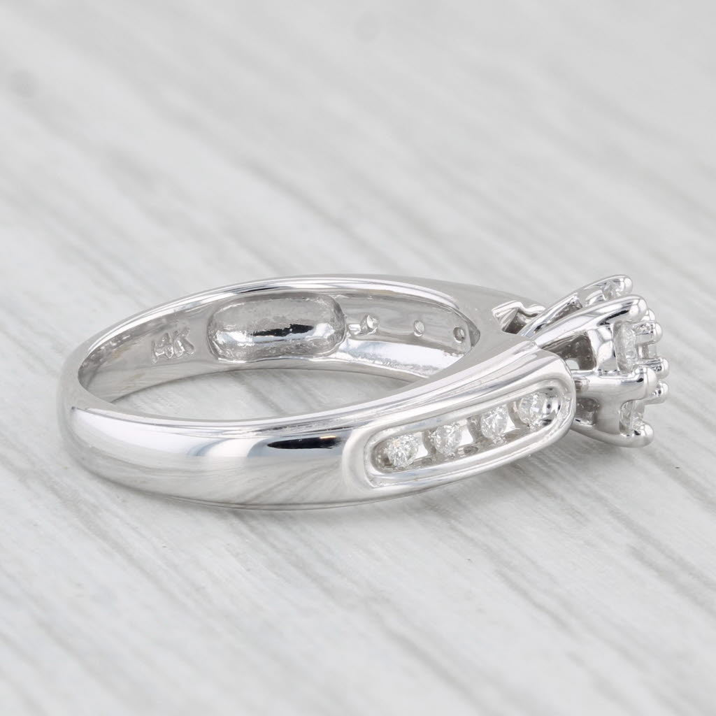 Light Gray 0.25ctw Diamond Cluster Engagement Ring 14k White Gold Size 3.5