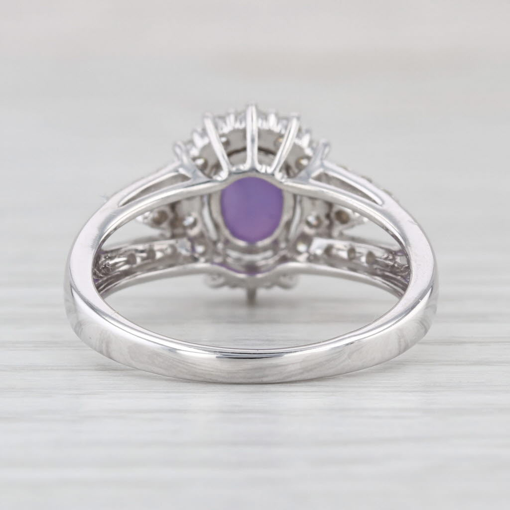 New 2.48ctw Purple Star Sapphire Diamond Halo Ring 14k White Gold Size 8.5