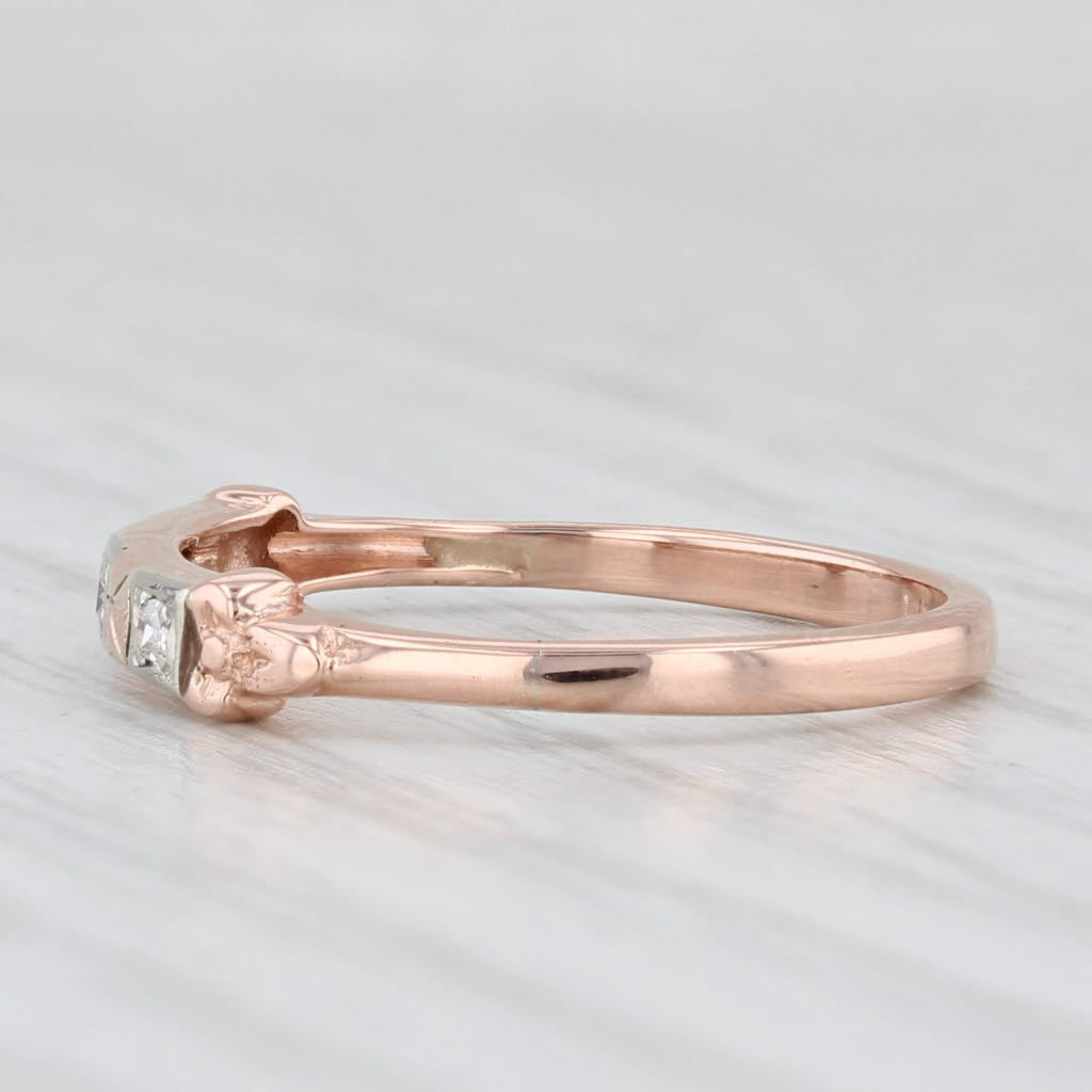 Light Gray Vintage Diamond Wedding Band 14k Rose Gold Size 6 Stackable
