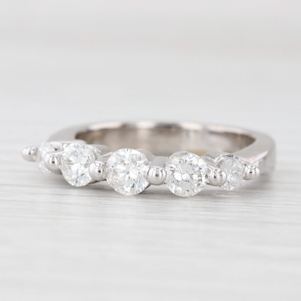 Light Gray 1ctw Diamond Wedding Anniversary Ring 14k White Gold Size 6.5 Stackable Band