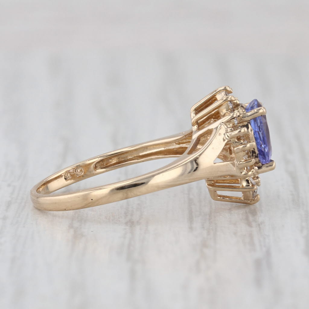 0.96ctw Pear Tanzanite Diamond Halo Ring 14k Yellow Gold Size 7 Engagement