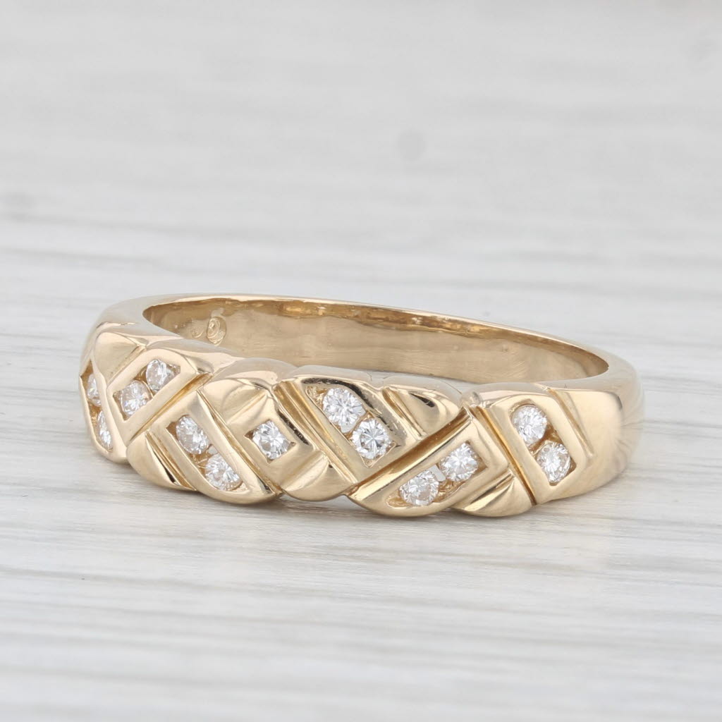 Light Gray 0.20ctw Diamond Ring 14k Yellow Gold Size 6.75 Stackable Band