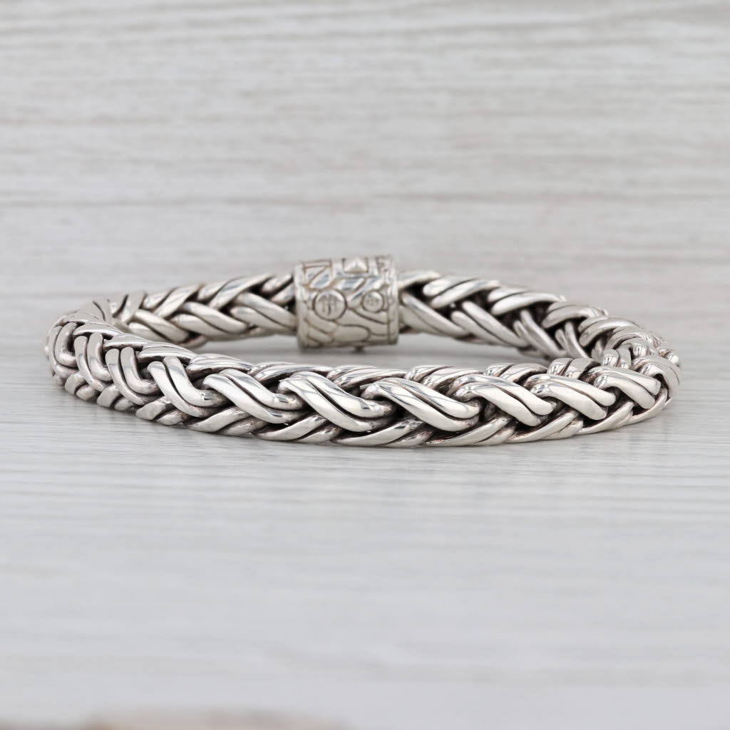 John Hardy Classic Wheat Chain Bracelet Sterling Silver 7.5" XL 8.2mm