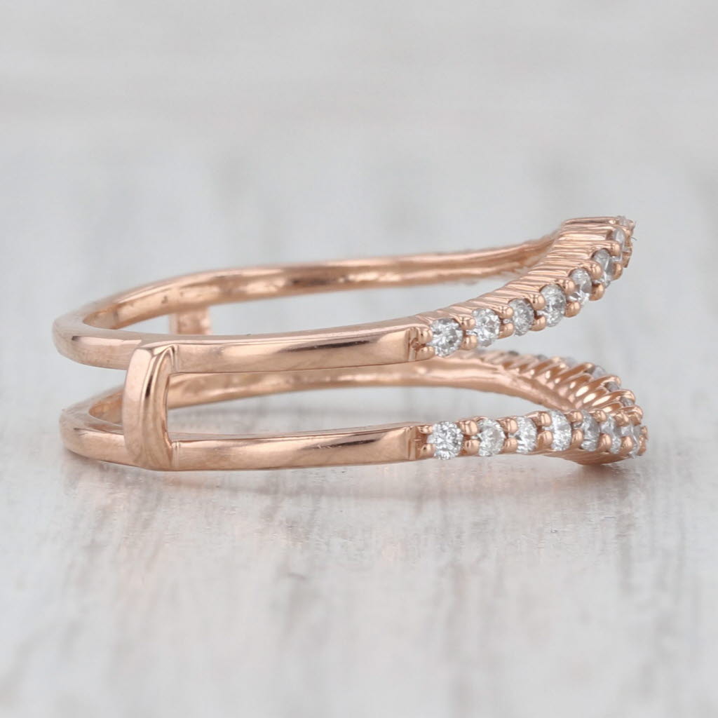 Light Gray 0.50ctw Diamond Ring Jacket Guard Wedding Band 14k Rose Gold Size 8.25