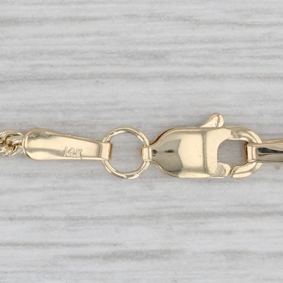 Gray Rope Chain Necklace 14k Yellow Gold 20" 1.8mm