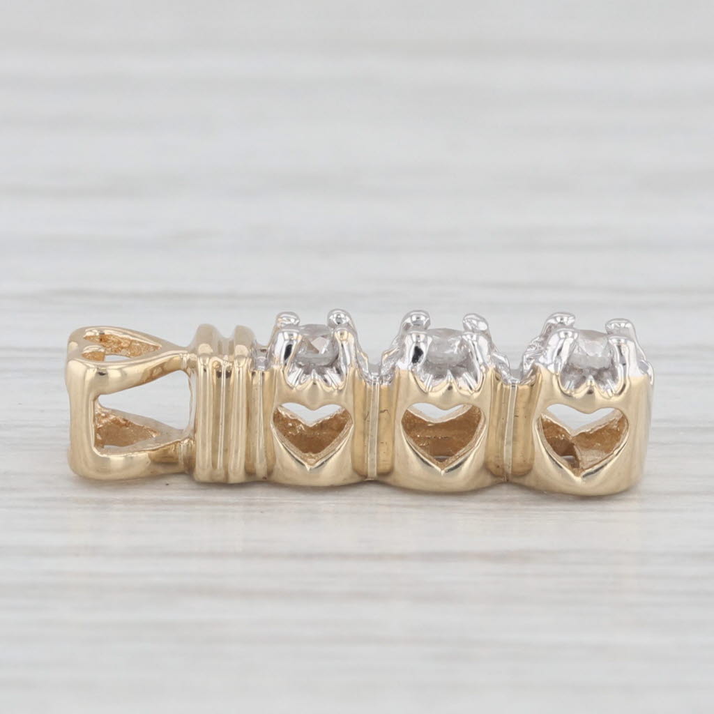 Light Gray 0.12ctw 3-Stone Diamond Journey Pendant 10k Yellow Gold