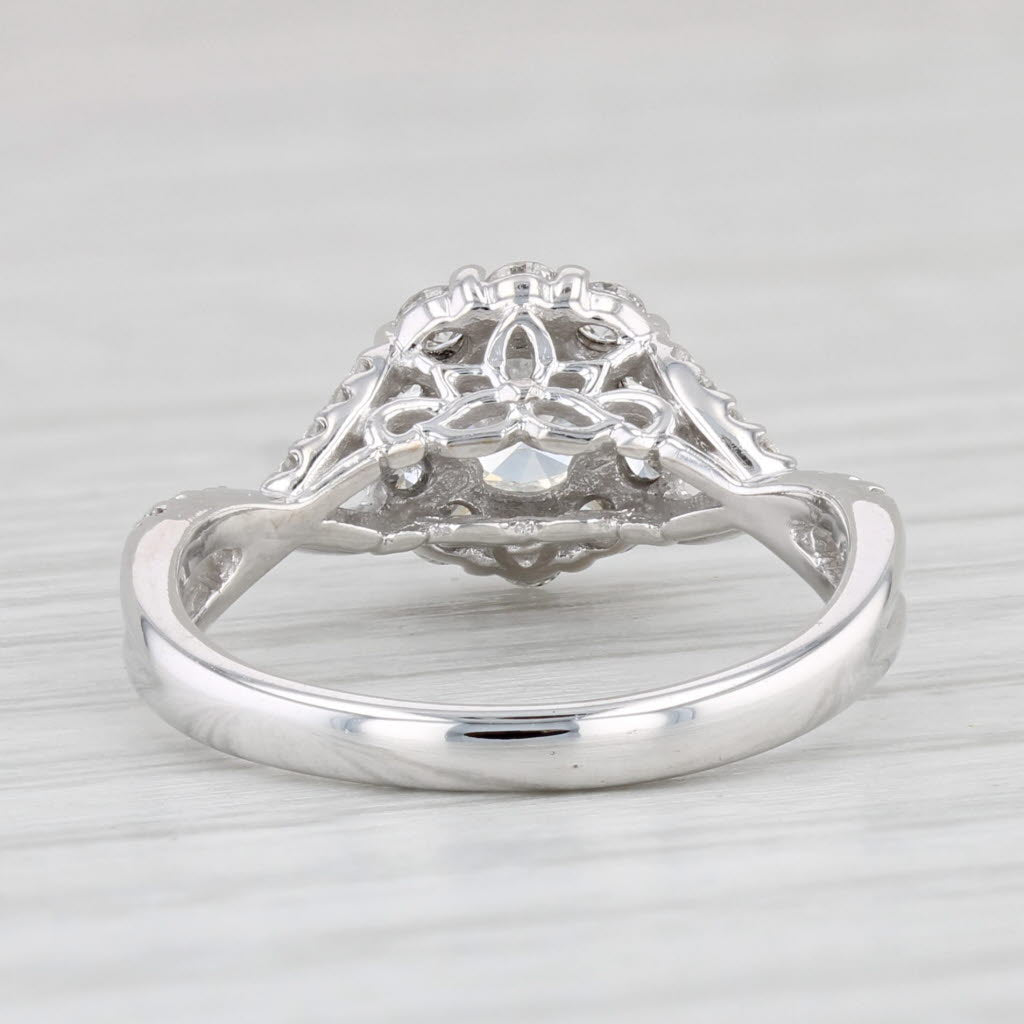 Light Gray 1ctw Round Diamond Halo Engagement Ring 14k White Gold Size 5.5