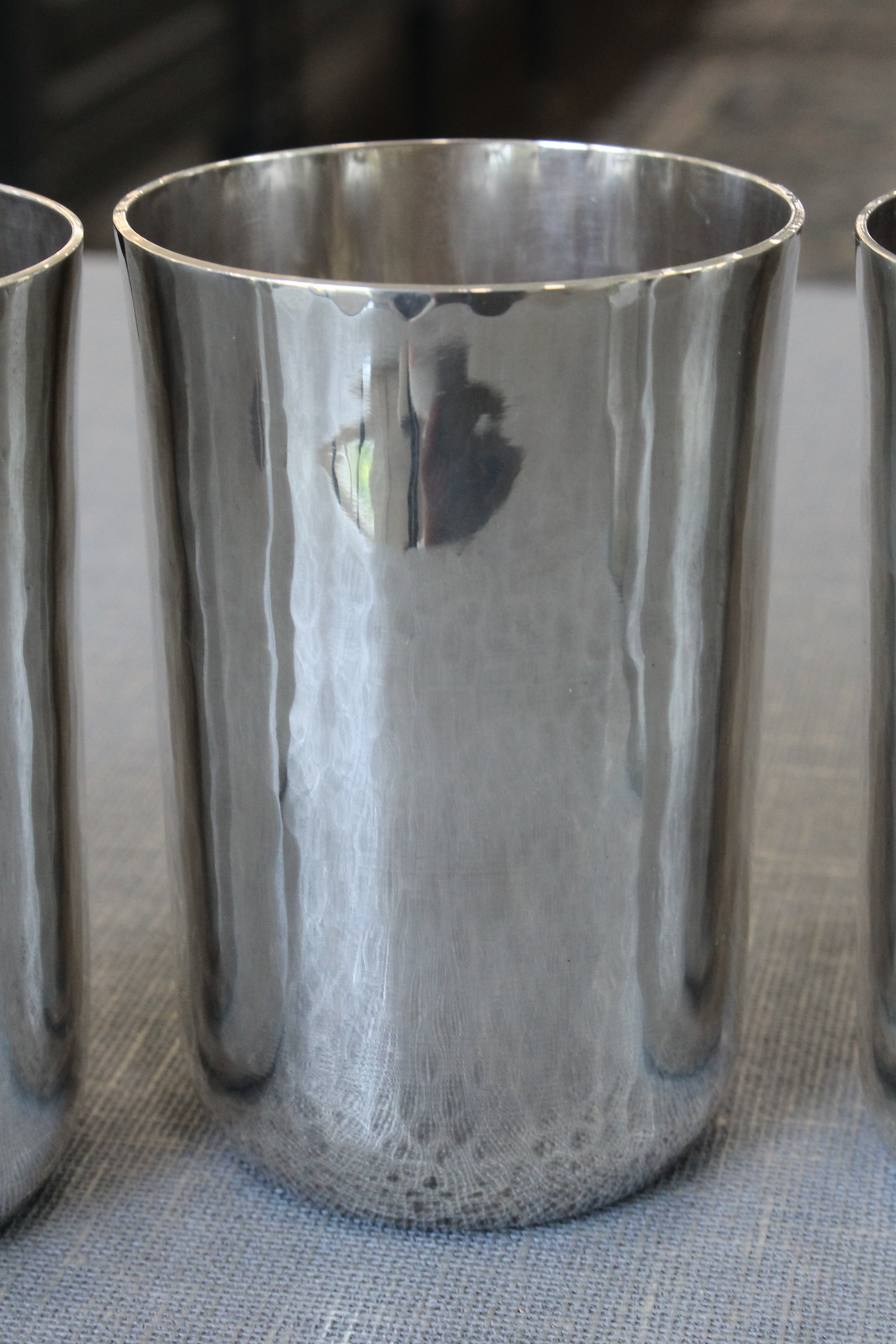 Slate Gray Tiffany & Co Set of 6 Goblets Sterling Silver 15602 4811 Hammered Cups Vintage