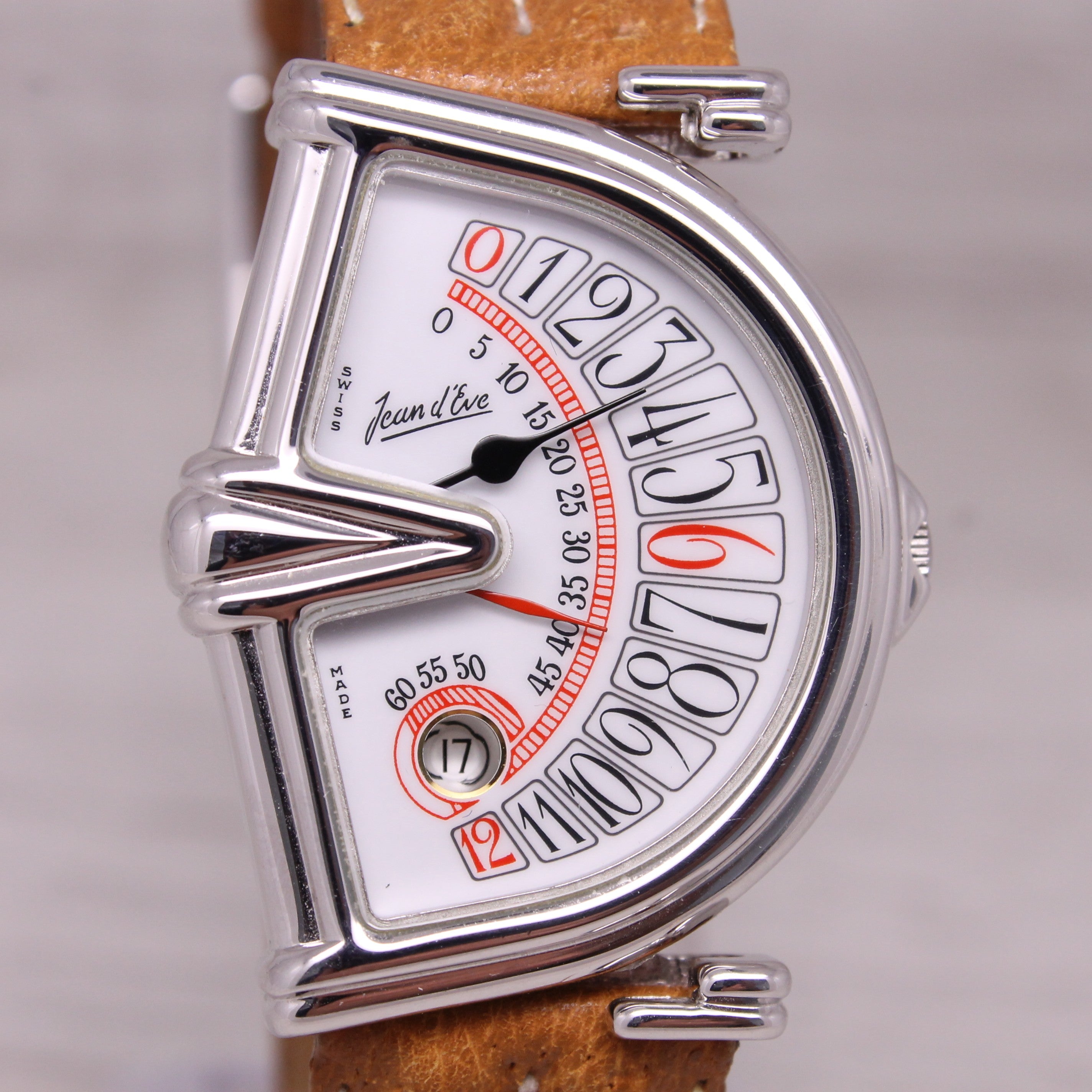 Jean D'Eve Sectora Large Retrograde 31mm Jump Hour Wrist Watch Original Band