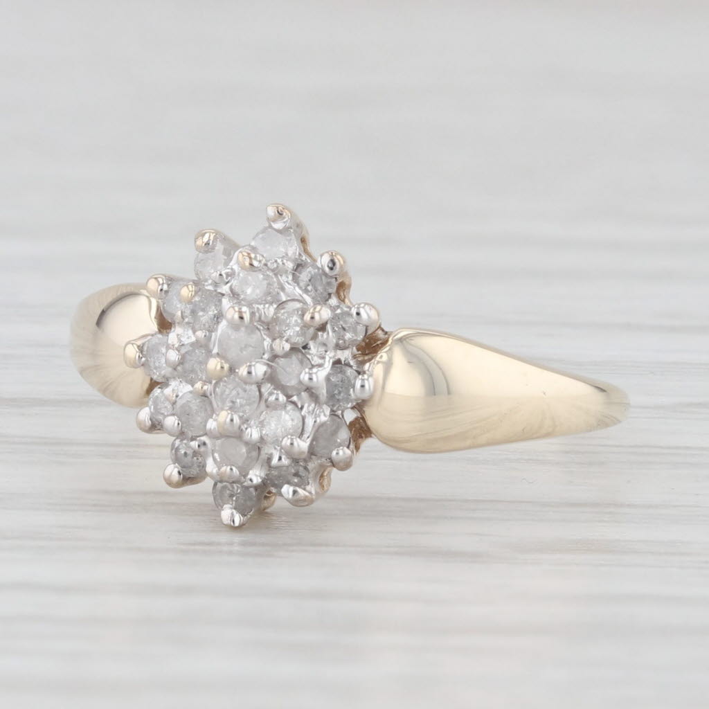 Light Gray 0.20ctw Diamond Cluster Ring 10k Yellow Gold Engagement Size 4.75