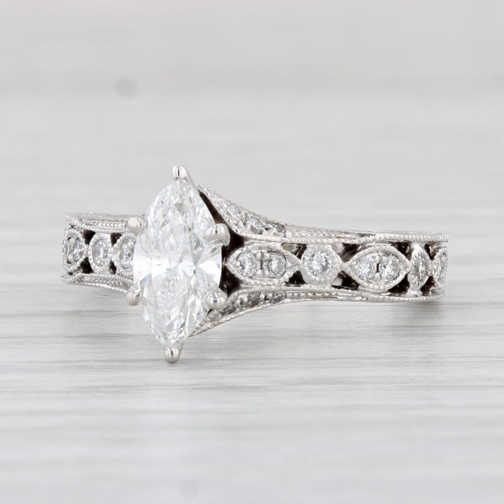 Light Gray 0.71ctw Marquise Diamond Engagement Ring 14k White Gold Size 5.25