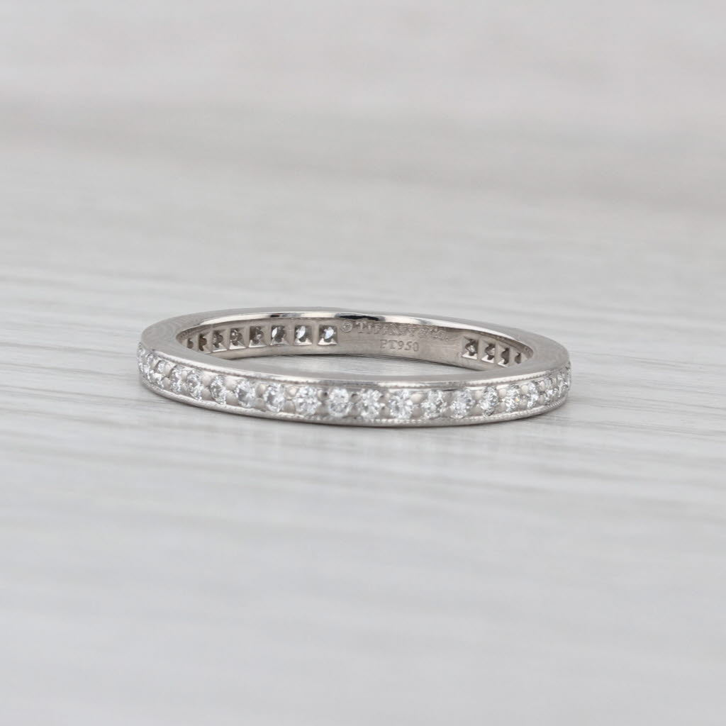 Tiffany Legacy 0.62ctw Diamond Eternity Wedding Band Platinum Ring Box
