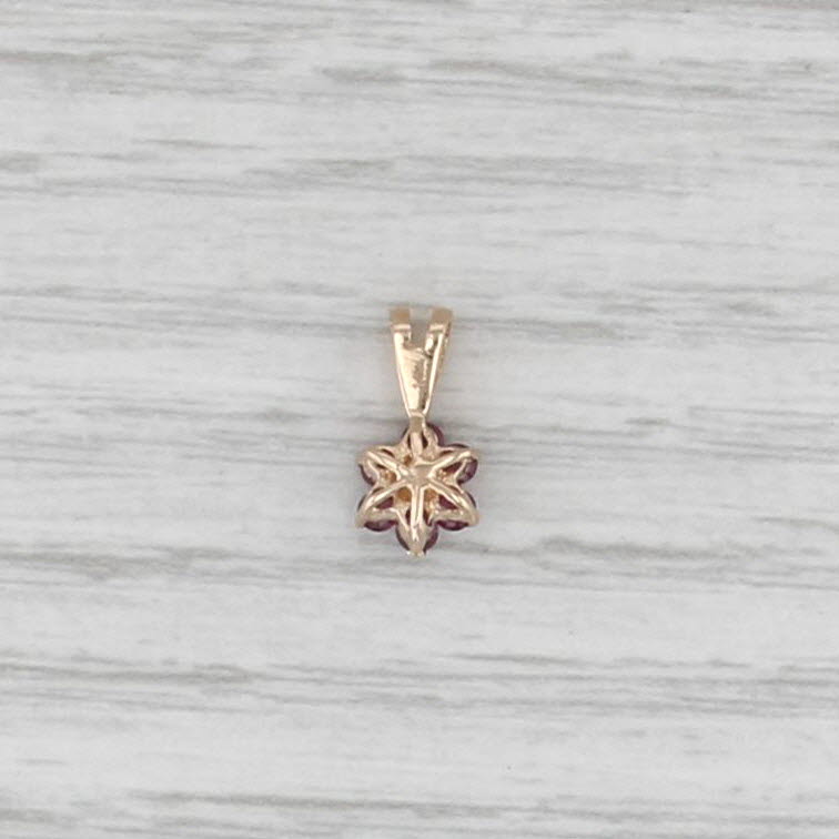 0.24ctw Ruby Diamond Flower Pendant 14k Yellow Gold Small Drop