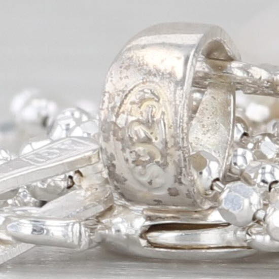 Mother of Pearl Chinese Fu Good Fortune Pendant 16" Necklace Sterling Silver