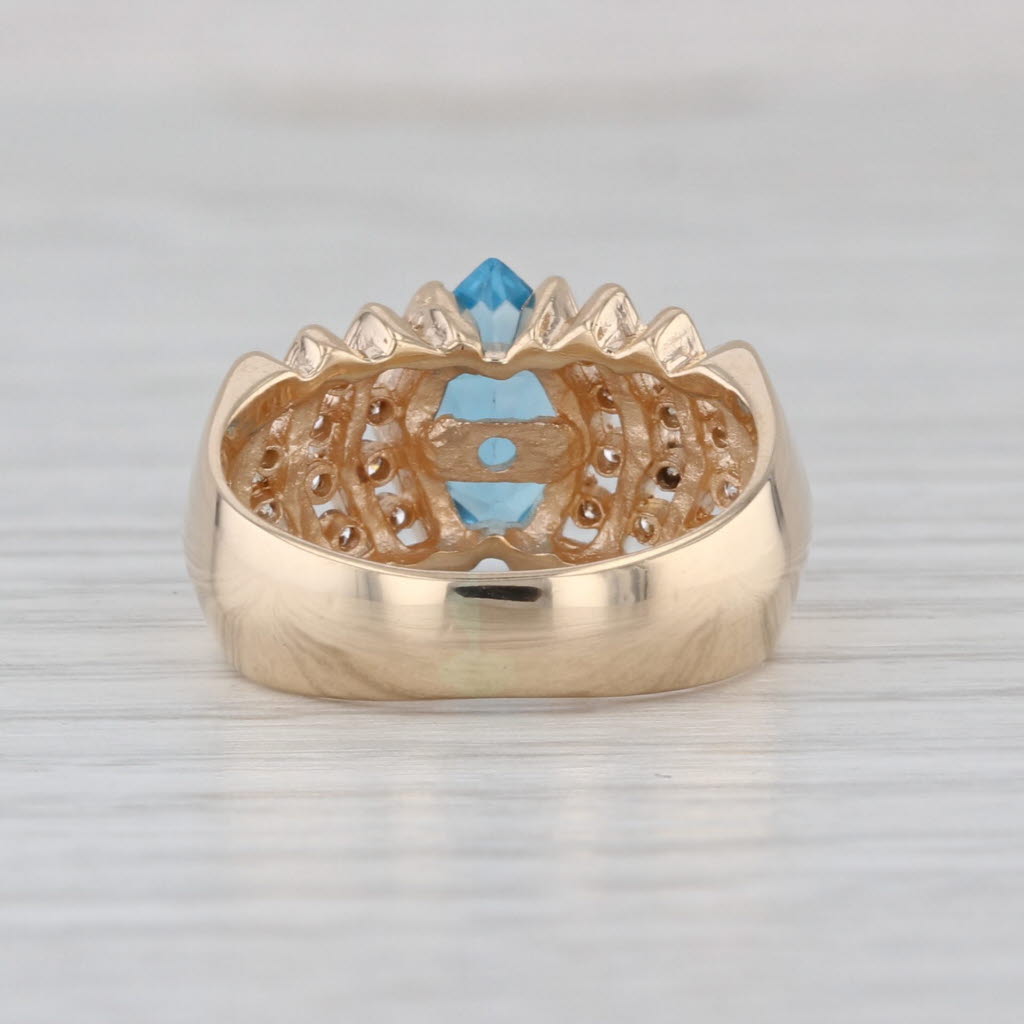 Heritage 1.43ctw Blue Topaz Diamond Ring 14k Yellow Gold Size 4.5