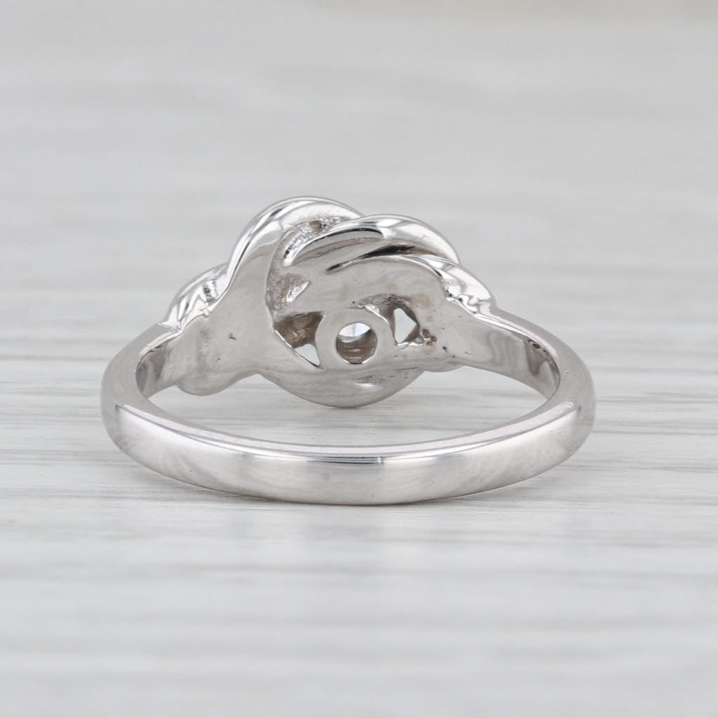 Diamond Solitaire Knot Ring 14k White Gold Size 4.25