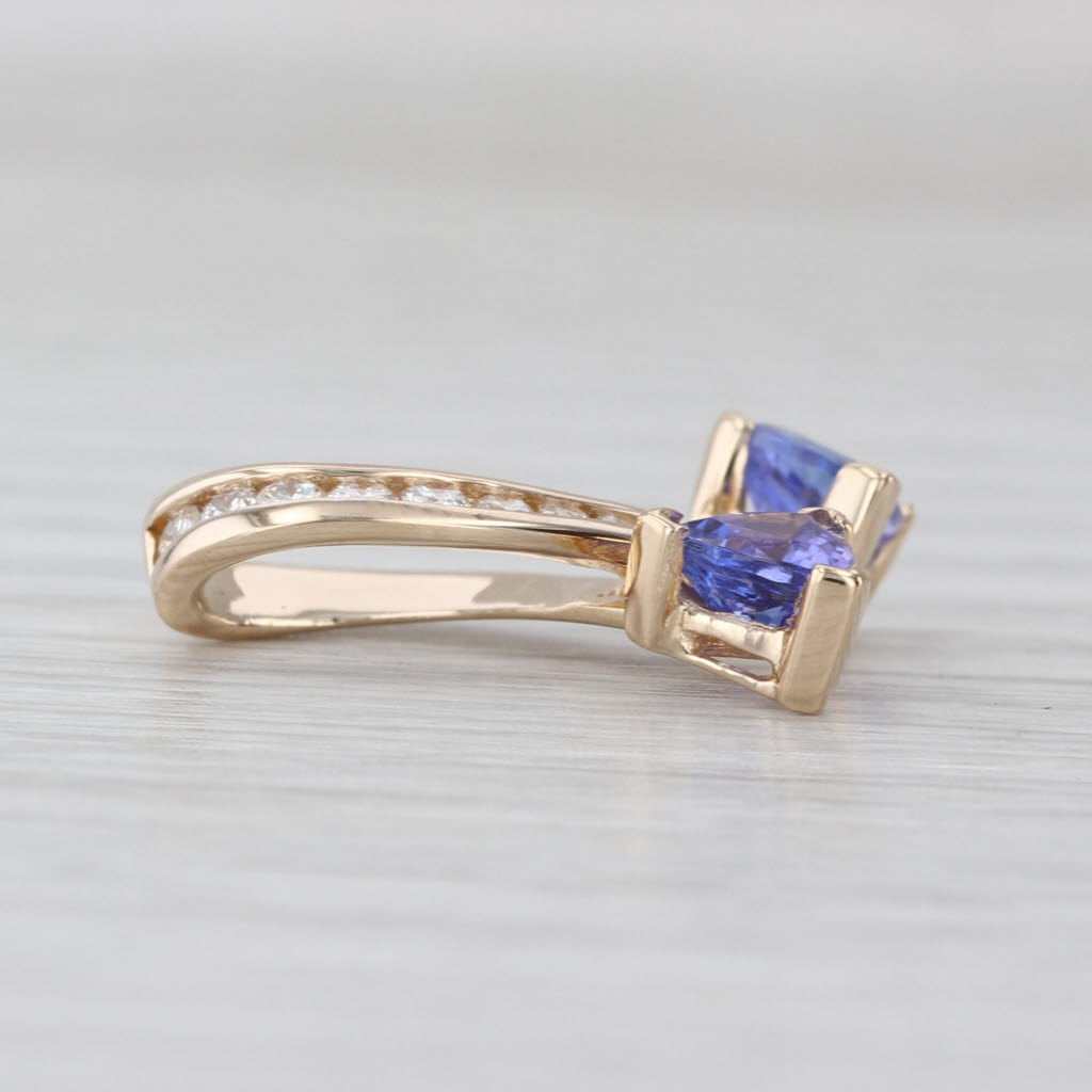0.88ctw Tanzanite Diamond Support Ribbon Pendant 14k Yellow Gold