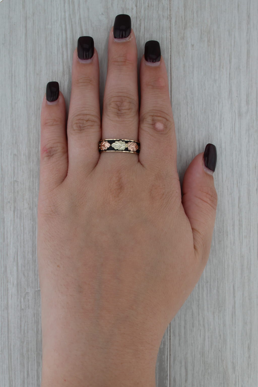 Mount Rushmore Black Hills Gold Leaf Ring Wedding Band 10k 12k Size 11