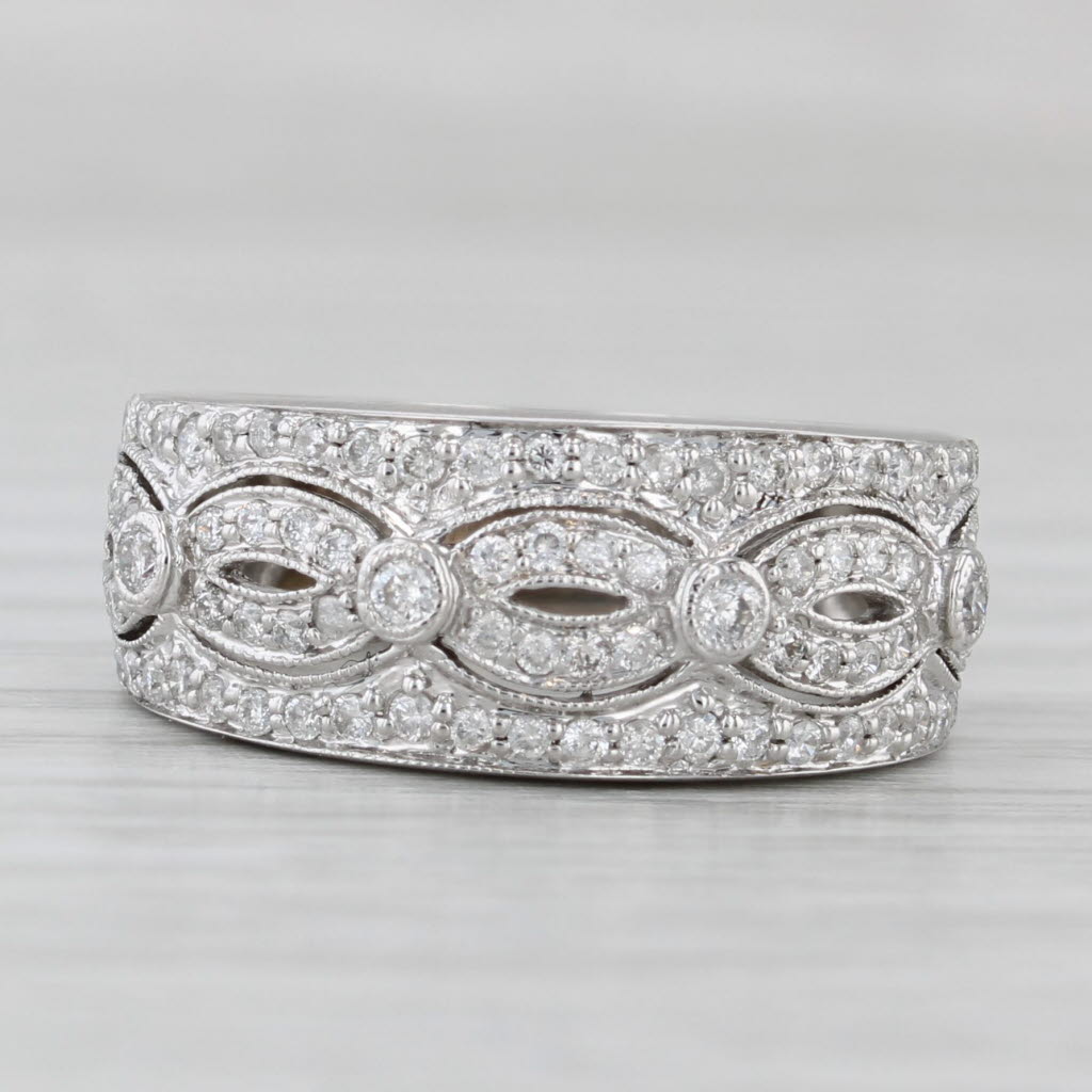 Light Gray 0.45ctw Open Work Diamond Ring 14k White Gold Size 5