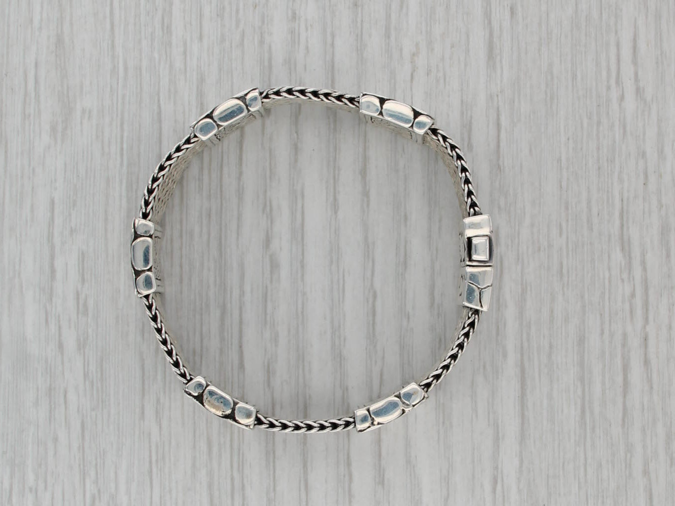 John Hardy Dragon Station Bracelet Sterling Silver 7" 17.2mm Snap Clasp