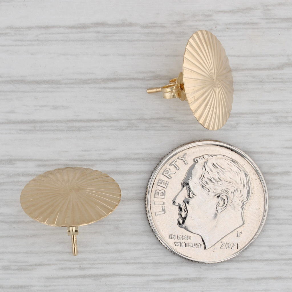 Gray Rayed Stud Earrings 14k Yellow Gold