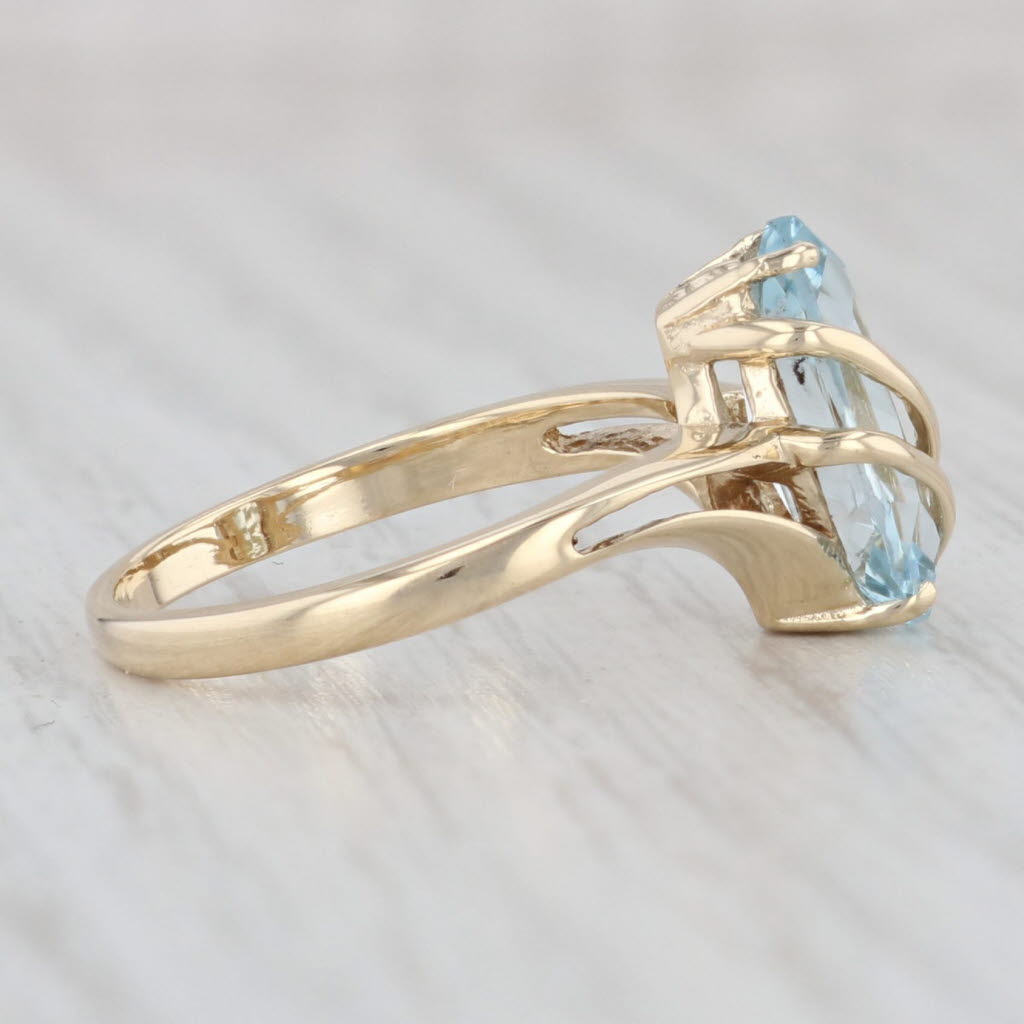 Light Gray 2.05ct Marquise Blue Topaz Solitaire Ring 14k Yellow Gold Size 6