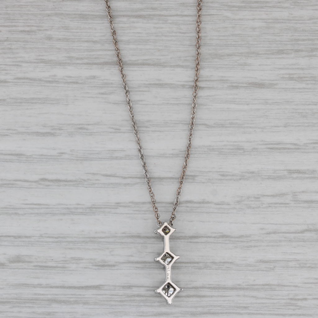 Gray 0.48ctw Diamond 3-Stone Journey Pendant Necklace 14k White Gold 18" Rope Chain