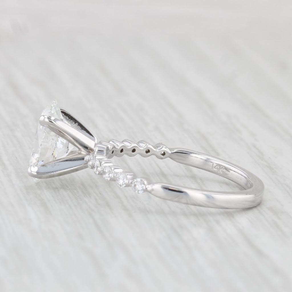 Light Gray 2ctw VVS2 Oval Lab Created Diamond Engagement Ring 14k White Gold Size 7.75 IGI