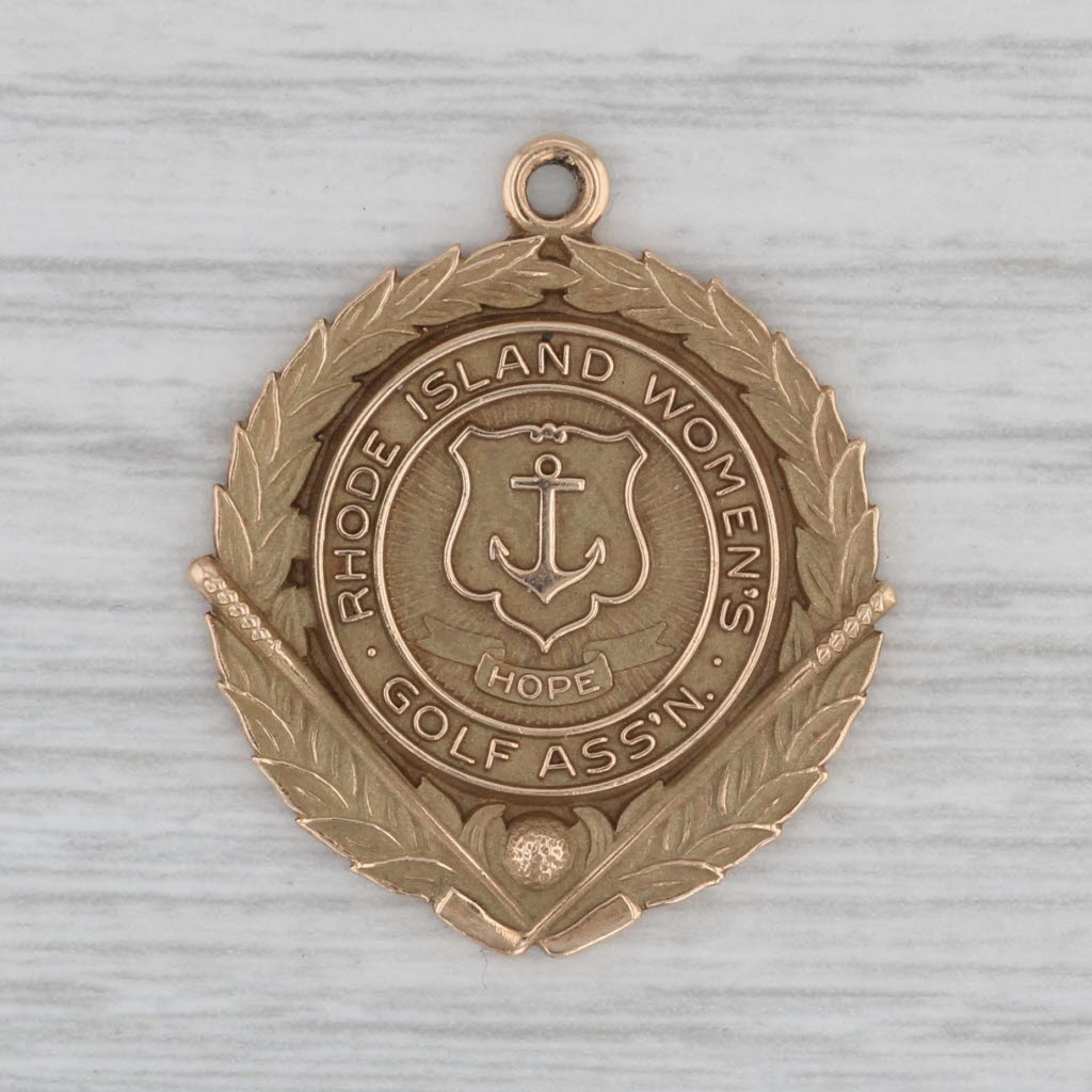 Gray Rhode Island Women's Golf Assn Hope Anchor Medallion 10k Gold Pendant